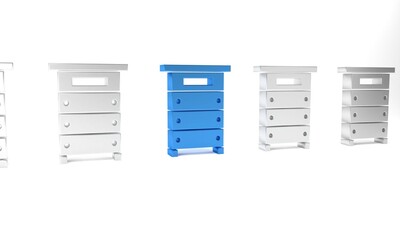 Blue Hive for bees icon isolated on white background. Beehive symbol. Apiary and beekeeping. Sweet natural food. Minimalism concept. 3D render illustration