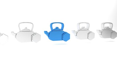Blue Tea kettle with honey icon isolated on white background. Sweet natural food. Minimalism concept. 3D render illustration