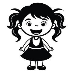 Fototapeta premium Happy cute girl , funny character vector silhouette