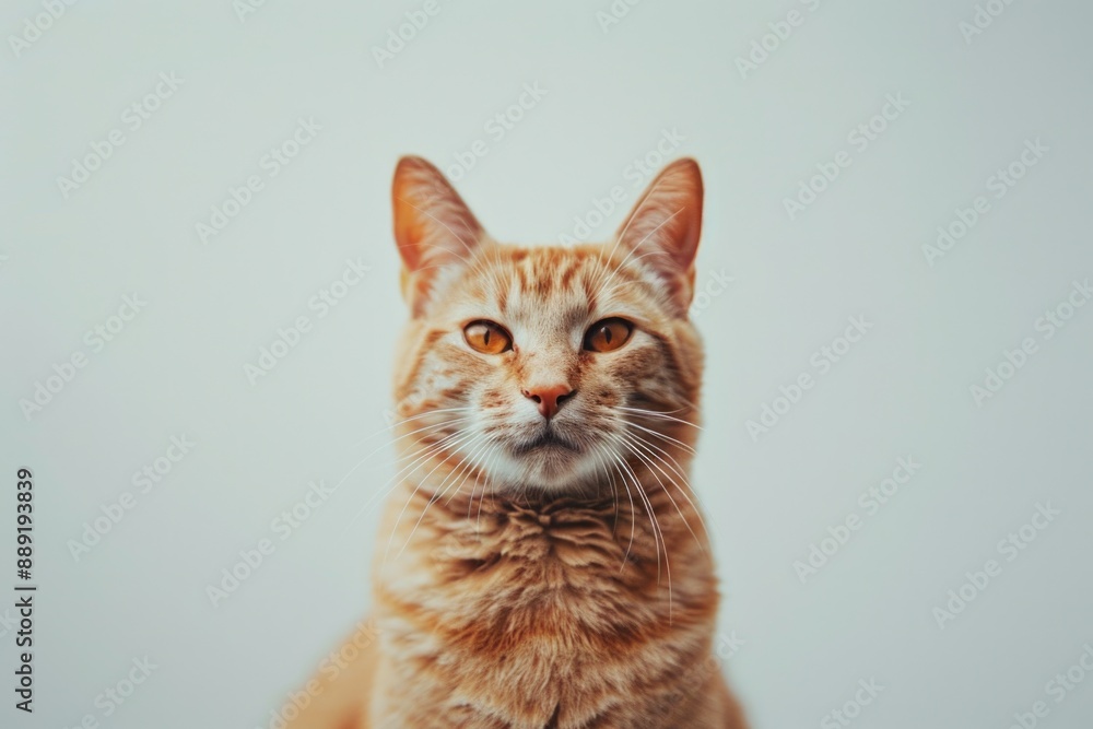 Poster a close-up shot of an orange tabby cat sitting on a table