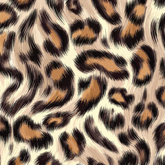 Leopard Skin Texture Pattern Vector. Seamless Animal Wildlife Skin Pattern. Leopard Fur Camouflage Background.