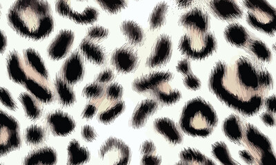 White Leopard Skin Texture Pattern Vector. Seamless Animal Wildlife Skin Pattern. Leopard Fur Camouflage Background.