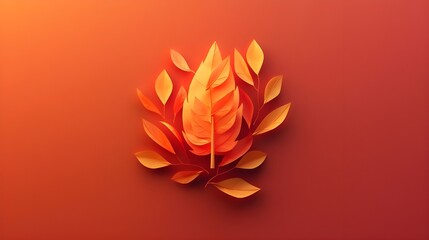 Autumn Leaves on Orange Background.