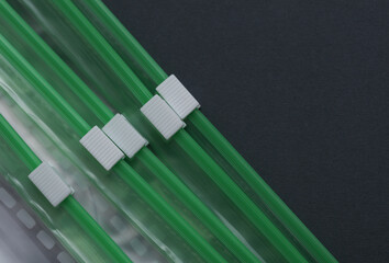 Plastic zip bags on a dark background