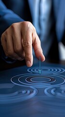 Obraz premium A hand hovers over a digital sphere connected by illuminated lines and points