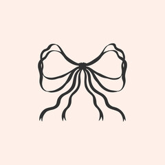 Single silhouette coquette vintage narrow ribbon bows. Charming cute vintage bows aesthetic.