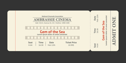 Movie ticket template, classic and simple
