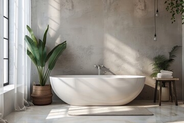 Simple Bathroom with Clean Lines and Neutral Colors: A minimalist bathroom mockup with clean lines and neutral colors.