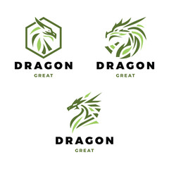 Set of Dragon Icon Logo Design Template