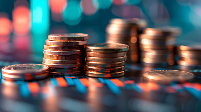 coin background finance graph investment bar data growth success stock market technology currency reports, virtual online banking, Wealth money bitcoin return profits business fund wealth money