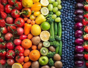  Rainbow Fruits and Vegetables- An assortment of fresh organic fruits and vegetables arrange_1(227)