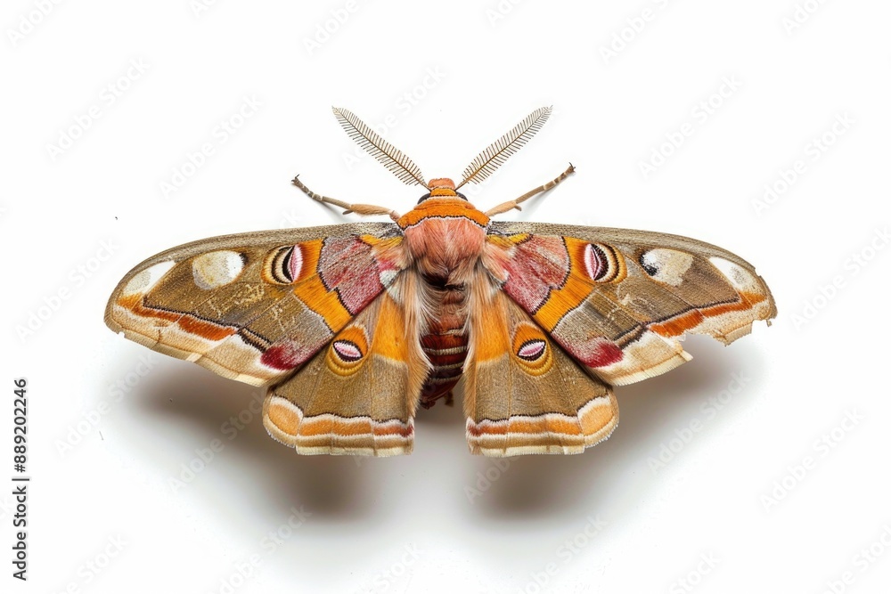 Poster Close-up photo of a moth on a white background