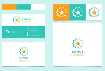 Business card design featuring a star logo and using vibrant colors