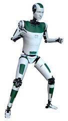 3D Rendering Male Robot on White