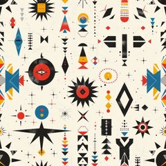 Obraz premium Vibrant Abstract Geometric Tribal Pattern Background