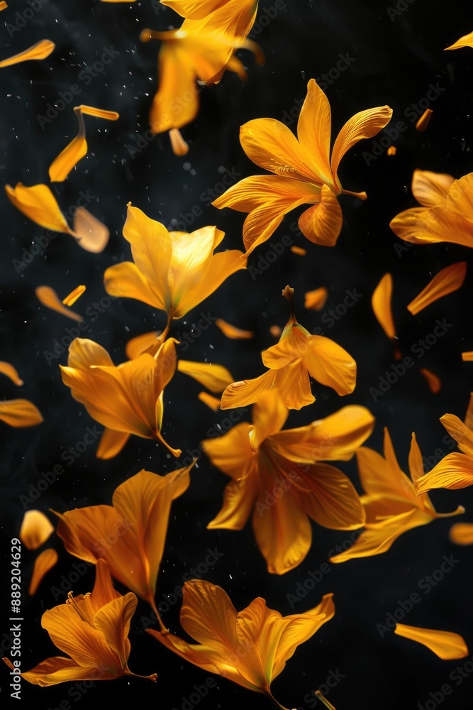 Poster Yellow flowers suspended in mid-air