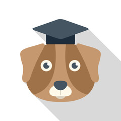 Cartoon dog wearing a graduation cap, representing education and canine intelligence