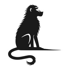 Clean black and white vector Silhouette of a Baboon  isolated on white background © Awais