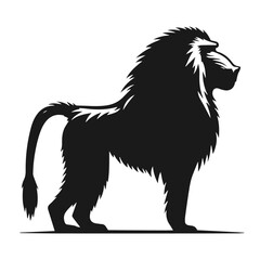 Clean black and white vector Silhouette of a Baboon  isolated on white background