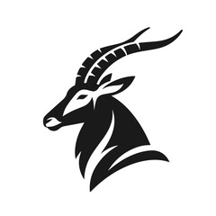 Clean black and white vector Silhouette of a Common eland saaa isolated on white background