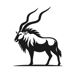 Clean black and white vector Silhouette of a Common eland saaa isolated on white background