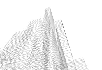 Fototapeta premium Abstract city sketch 3d rendering