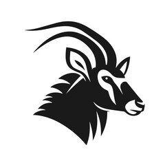 Clean black and white vector Silhouette of a Common eland saaa isolated on white background