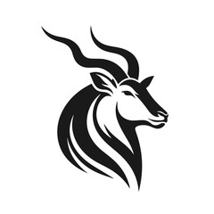 Clean black and white vector Silhouette of a Common eland saaa isolated on white background