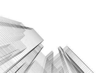 Fototapeta premium Abstract city sketch 3d rendering