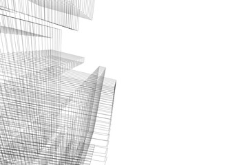 Abstract city sketch 3d rendering