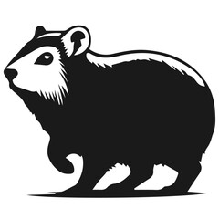 Clean black and white vector Silhouette of a Hyrax isolated on white background