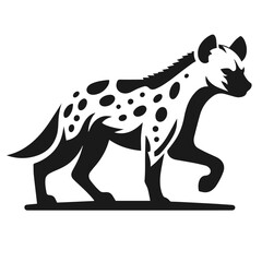 Clean black and white vector Silhouette of a Hyena 
 isolated on white background