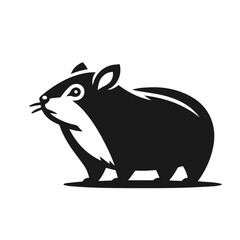 Clean black and white vector Silhouette of a Hyrax isolated on white background