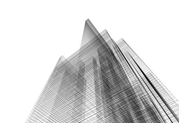 Abstract city sketch 3d rendering