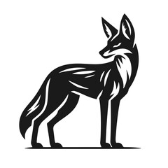Clean black and white vector Silhouette of a Jackal isolated on white background