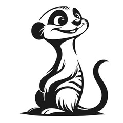 Clean black and white vector Silhouette of a Meerkat isolated on white background