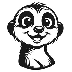Clean black and white vector Silhouette of a Meerkat isolated on white background