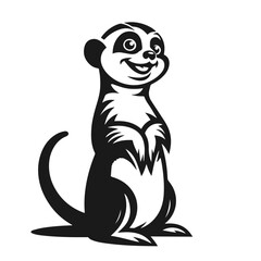Clean black and white vector Silhouette of a Meerkat isolated on white background