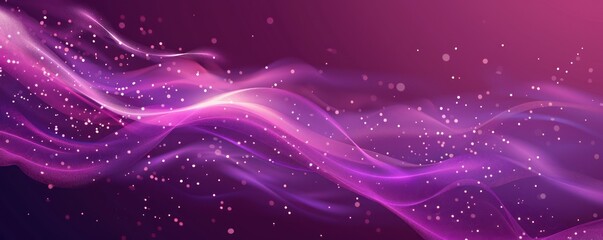 Fototapeta premium Pink purple ethereal flowing light waves with glittering particles