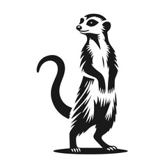 Clean black and white vector Silhouette of a Meerkat isolated on white background
