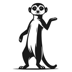 Clean black and white vector Silhouette of a Meerkat isolated on white background