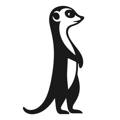 Clean black and white vector Silhouette of a Meerkat isolated on white background