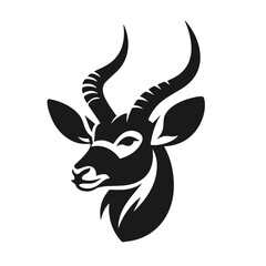 Clean black and white vector Silhouette of a Nyala 
 isolated on white background