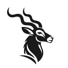 Clean black and white vector Silhouette of a Nyala 
 isolated on white background