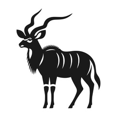 Clean black and white vector Silhouette of a Nyala 
 isolated on white background