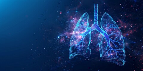 Abstract digital representation of lungs in flames, symbolizing respiratory health and medical technology.
