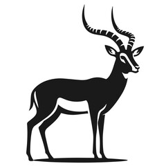 Obraz premium Clean black and white vector Silhouette of a Thomson's gazelle isolated on white background