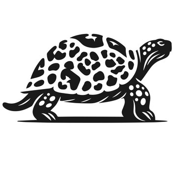 black spotted turtle walking profile clip art preview