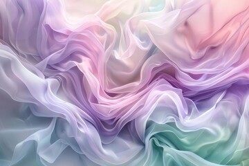 Fototapeta premium swirling abstract forms in soft pastel hues blend seamlessly creating a dreamy ethereal 3d landscape gentle gradients of pink lavender and mint green evoke a sense of tranquility and wonder