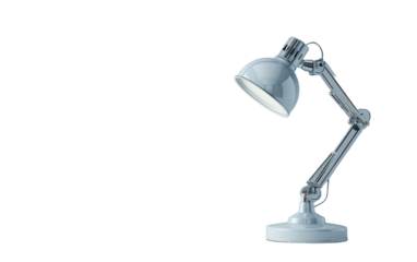 Gray Adjustable Desk Lamp With Silver Accents Isolated On White Background